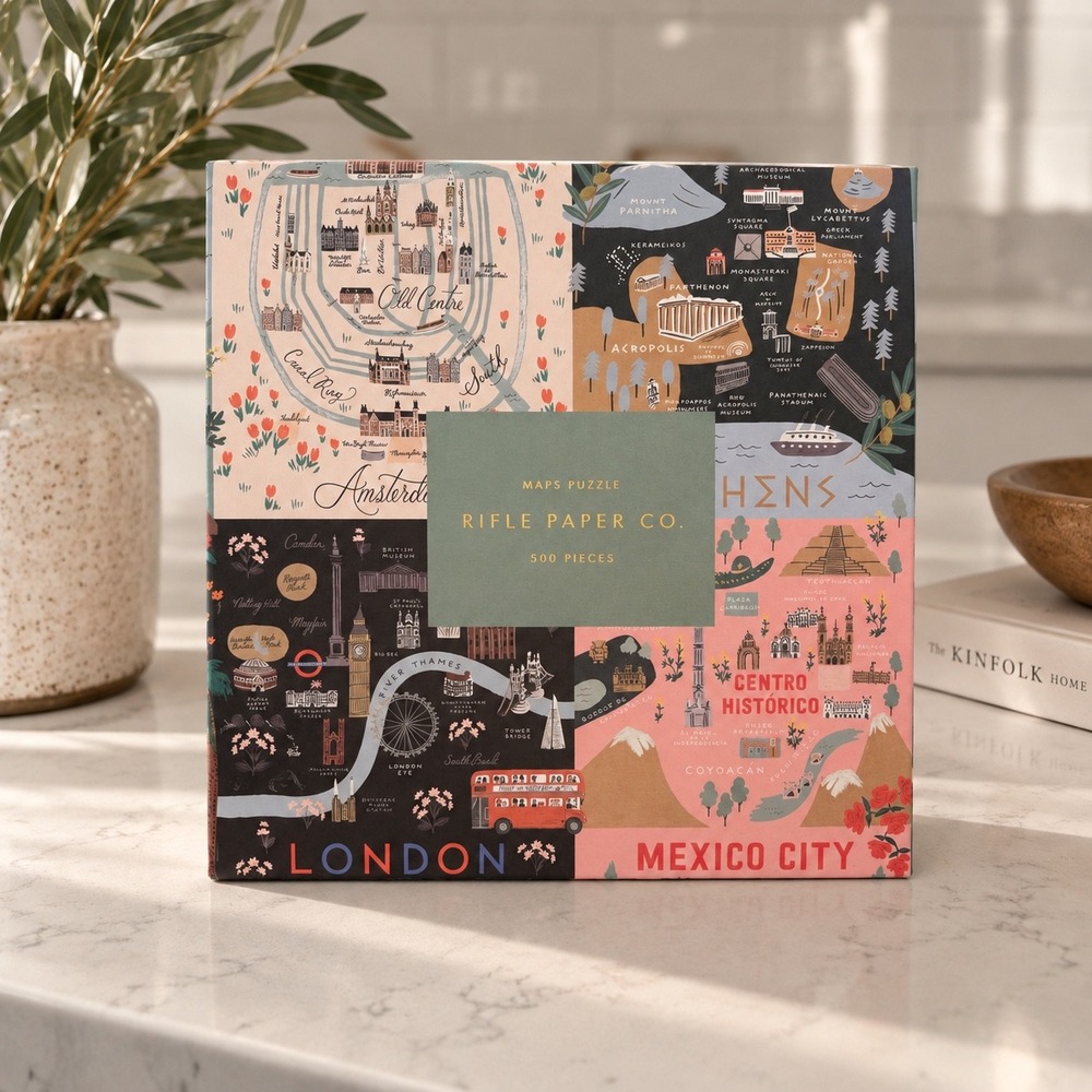Rifle Paper Co Maps Jigsaw Puzzle 500 Pieces World Cities Illustrated Art New